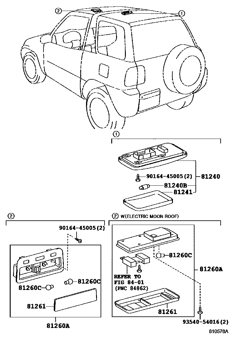 Toyota RAV4 车内灯 EPC diagram — 810578A