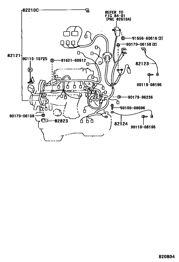 Toyota RAV4 线束和卡夹 EPC diagram — 820804