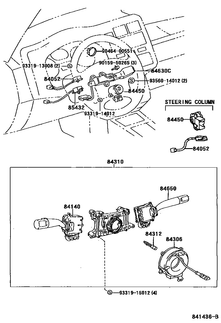 Toyota RAV4 开关和继电器和ECU EPC diagram — 841436B