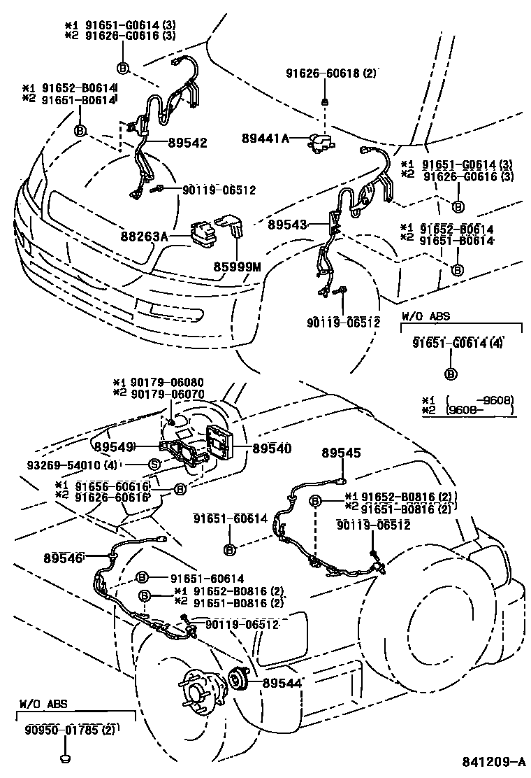 Toyota RAV4 ABS 和 VSC EPC diagram — 841209A