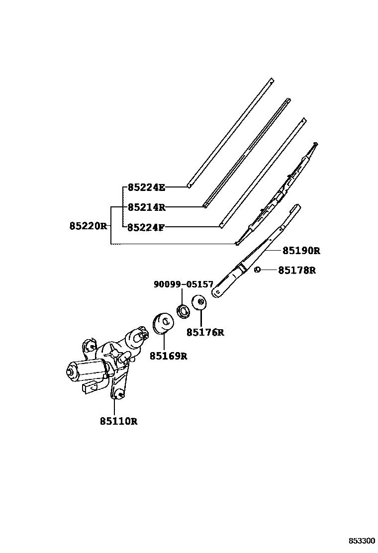 Toyota RAV4 后刮水器 EPC diagram — 853300