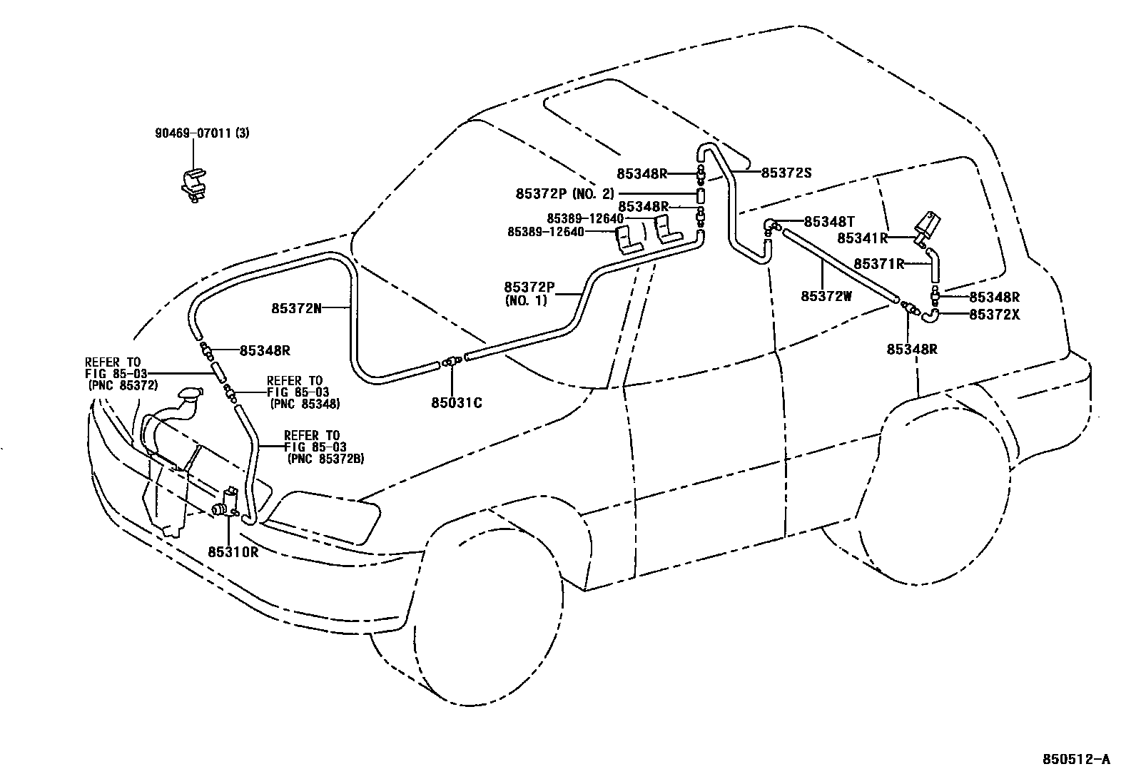 Toyota RAV4 后清洗器 EPC diagram — 850512A
