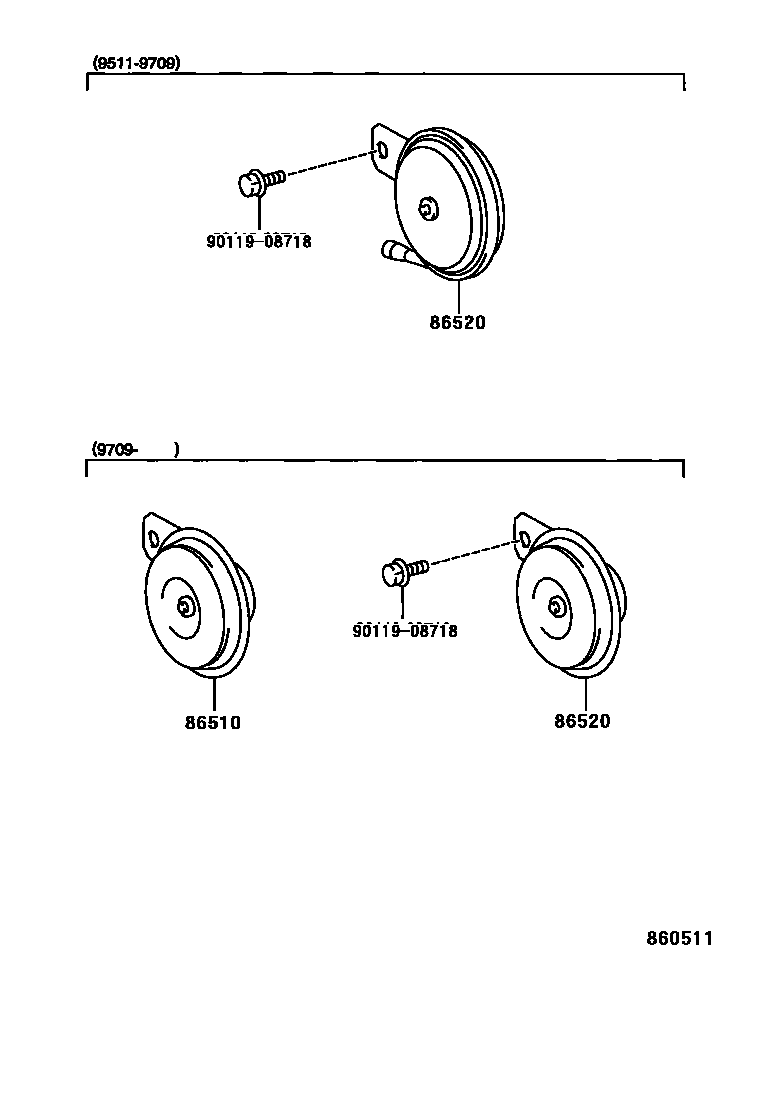 Toyota RAV4 喇叭 EPC diagram — 860511