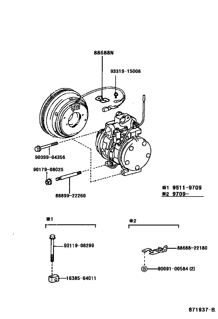 Toyota RAV4 Heating & Air Conditioning - Compressor EPC diagram — 871937B