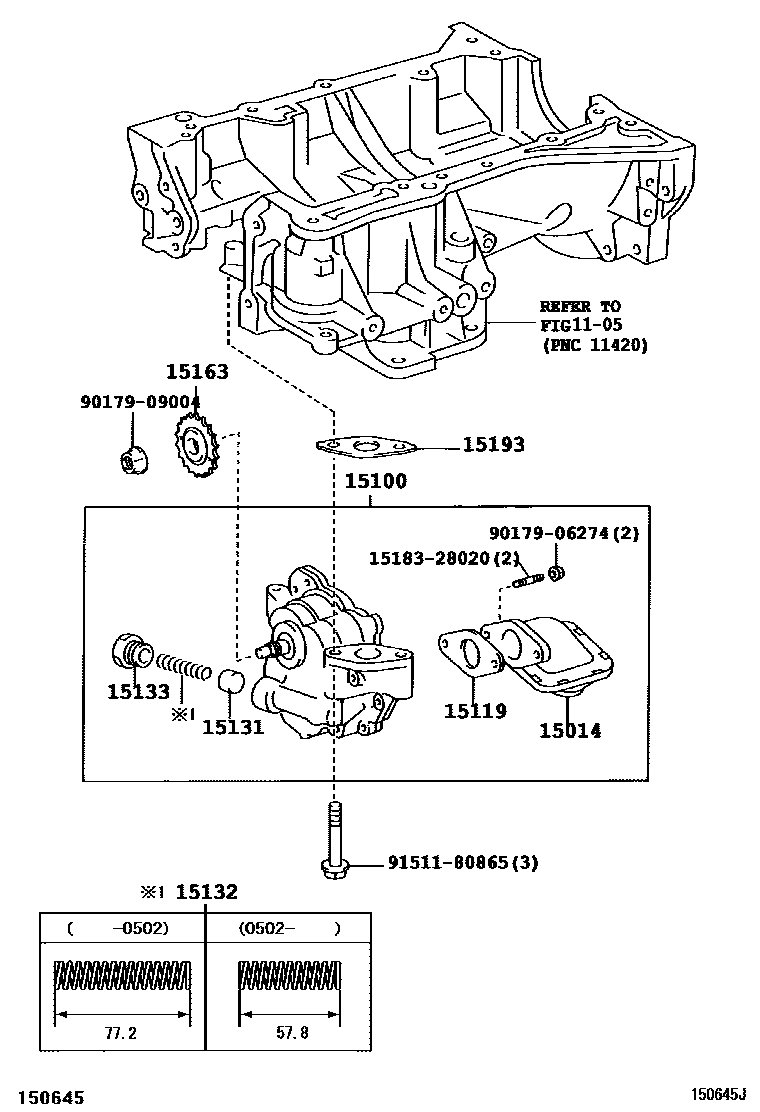 Toyota RAV4 Engine Oil Pump EPC diagram — 150645J