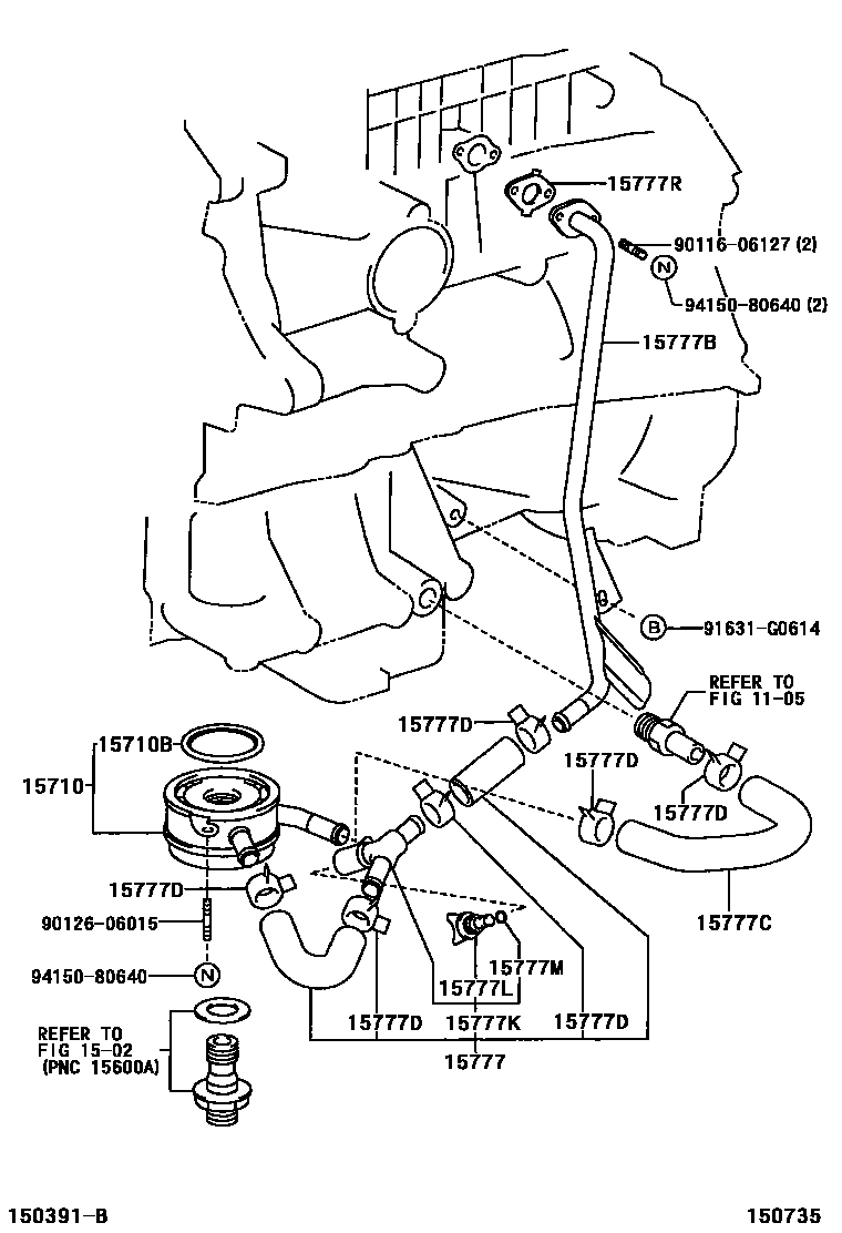 Toyota RAV4 Engine Oil Cooler EPC diagram — 150735