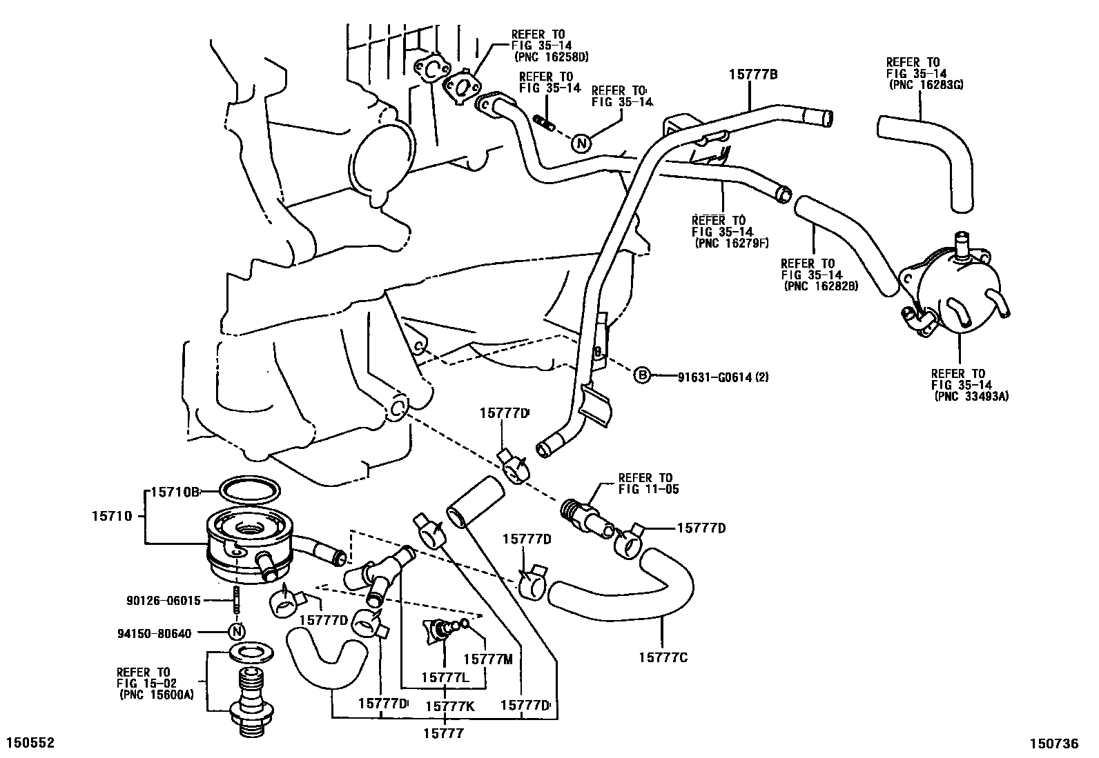 Toyota RAV4 Engine Oil Cooler EPC diagram — 150736