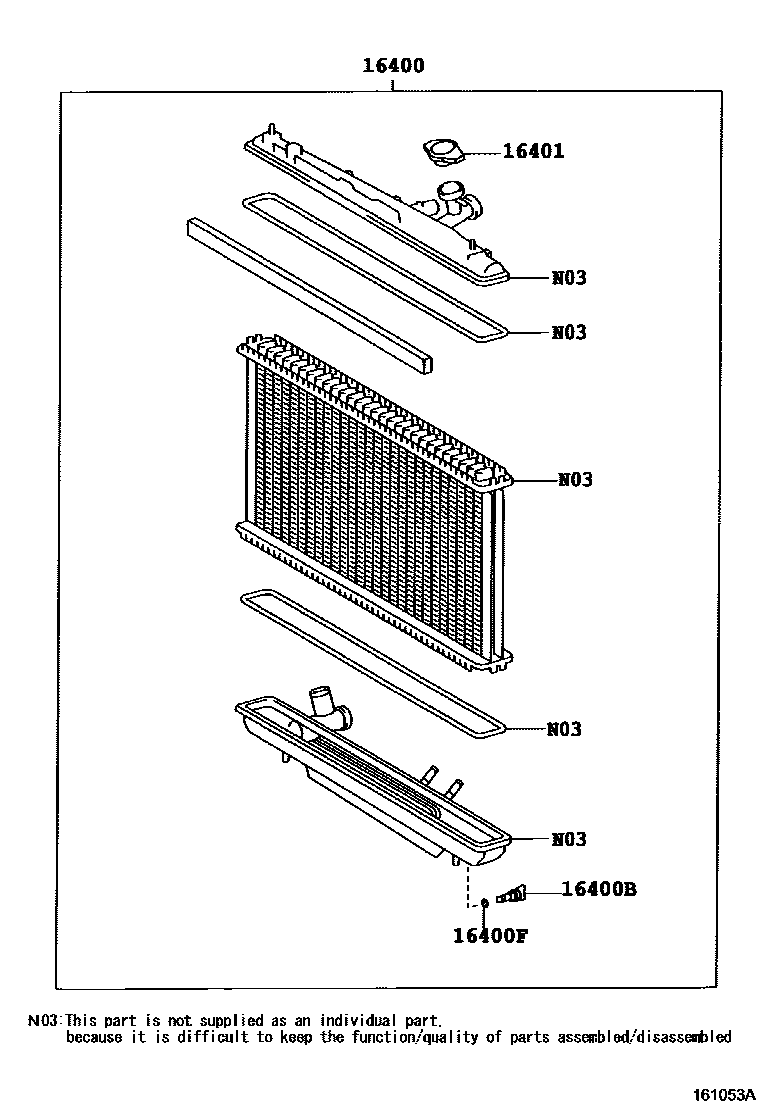Toyota RAV4 RADIATOR & WATER OUTLET EPC diagram — 161053A