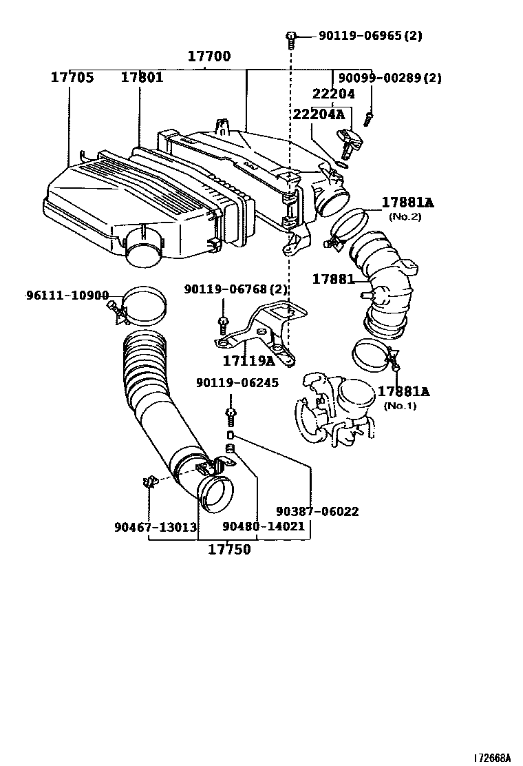 Toyota RAV4 Air Cleaner EPC diagram — 172668A