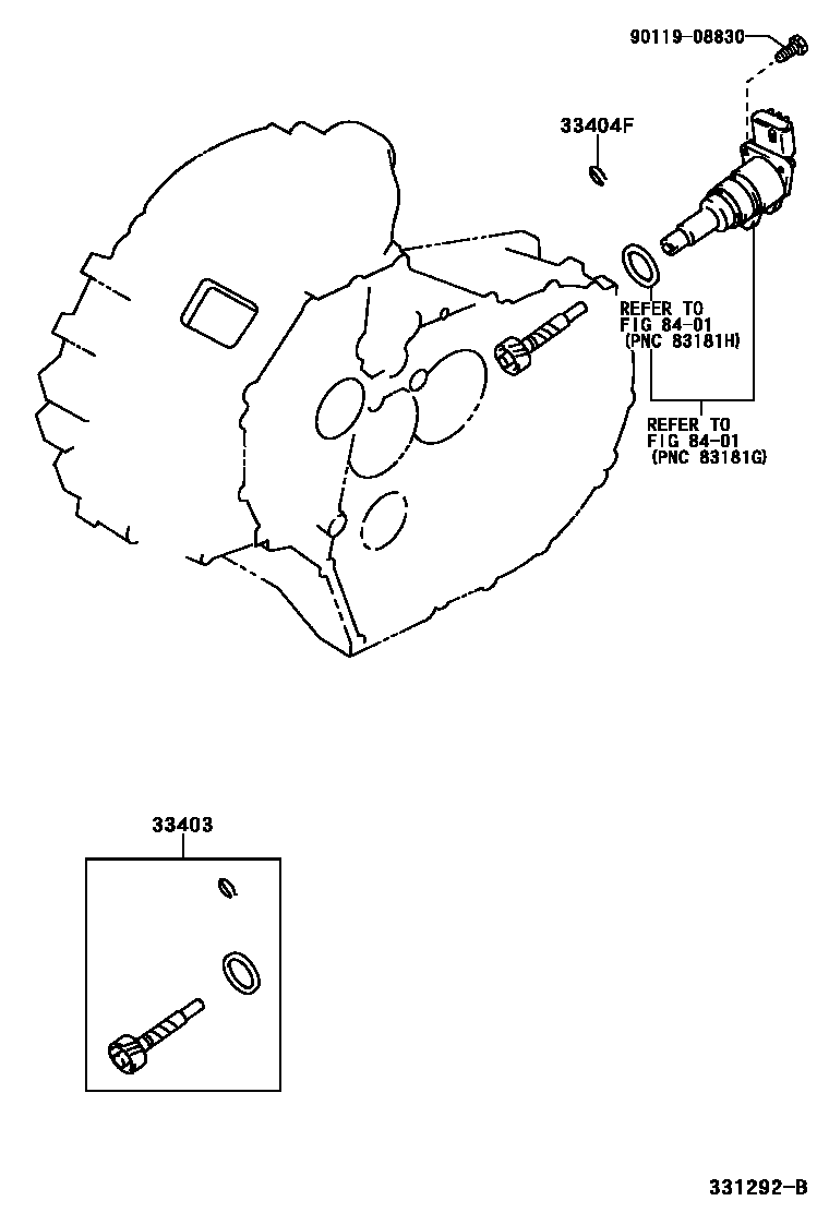 Toyota RAV4 速度表从动齿轮(MTM) EPC diagram — 331292B
