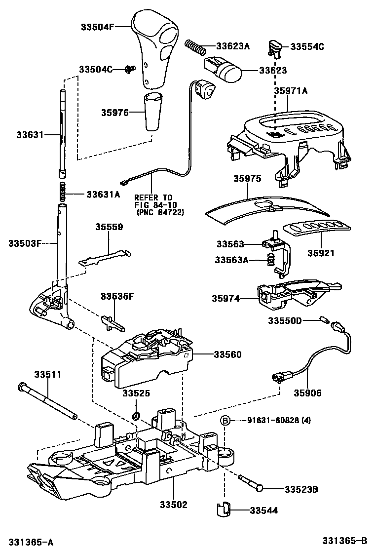Toyota RAV4 Shift Lever & Retainer EPC diagram — 331365B