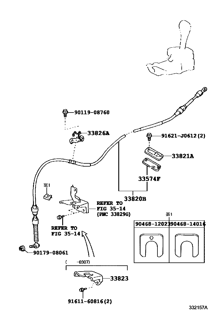 Toyota RAV4 Shift Lever & Retainer EPC diagram — 332157A