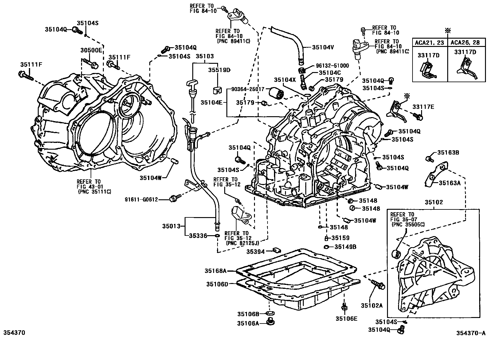 Toyota RAV4 变速器壳和油底壳(ATM) EPC diagram — 354370A