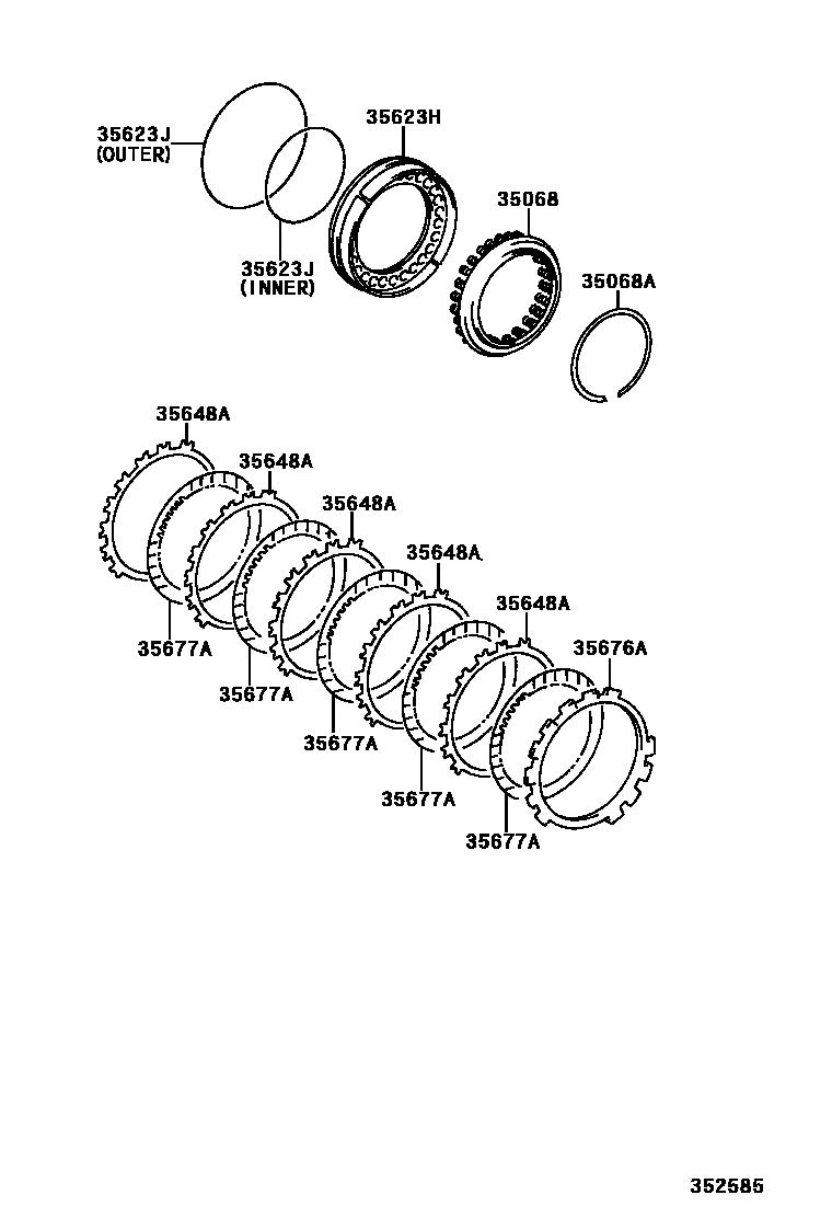 Toyota RAV4 3号制动器、一档和倒档制动器(ATM) EPC diagram — 352585