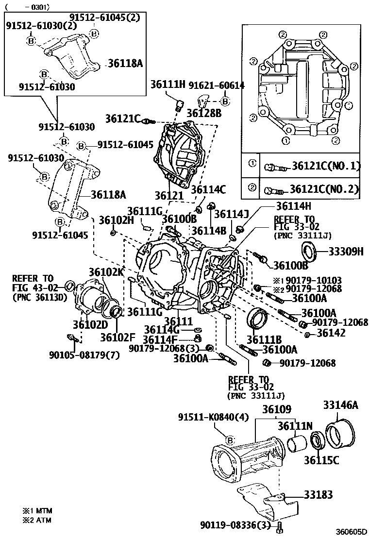 Toyota RAV4 Transfer Case & Extension Housing EPC diagram — 360605D