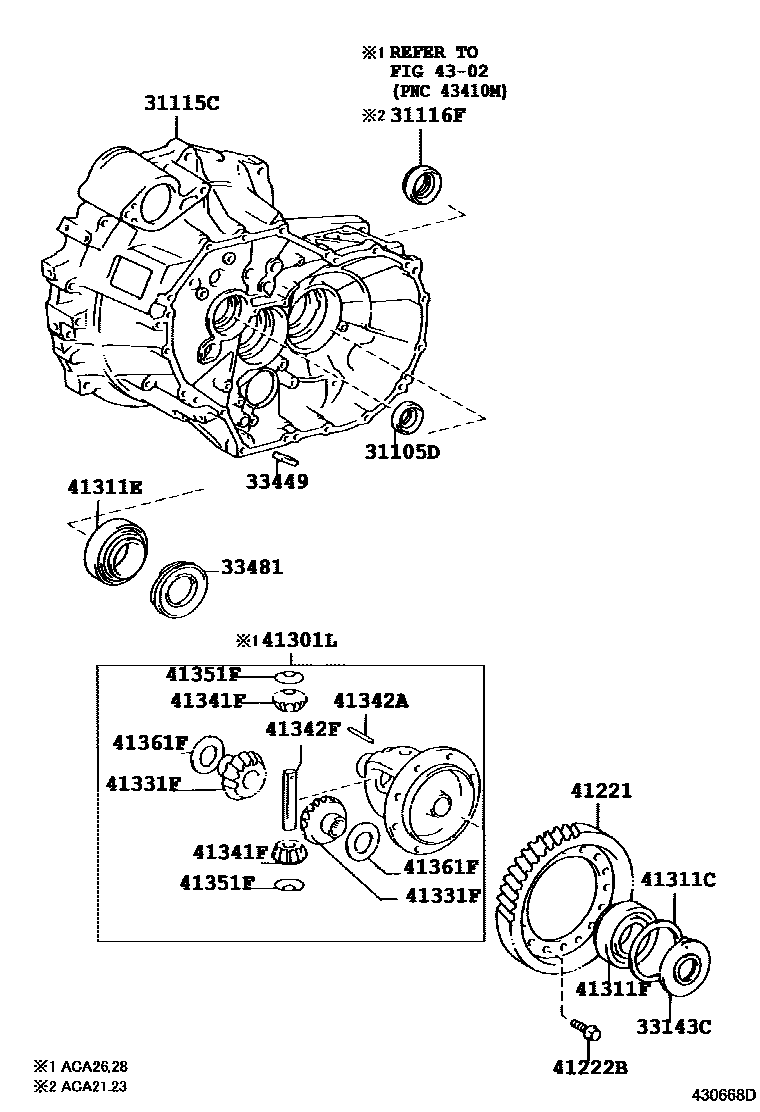 Toyota RAV4 前桥壳和差速器 EPC diagram — 430668D