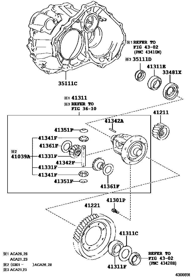 Toyota RAV4 前桥壳和差速器 EPC diagram — 430669I