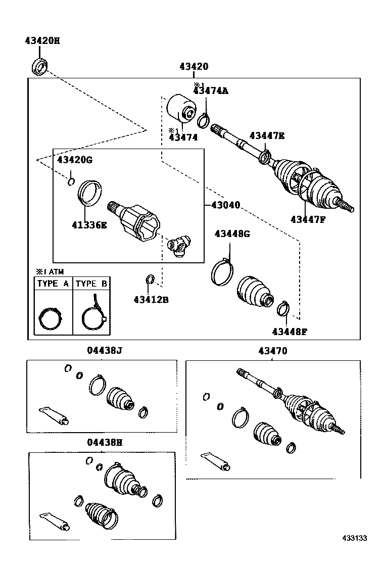 Toyota RAV4 Front Drive Shaft EPC diagram — 433133