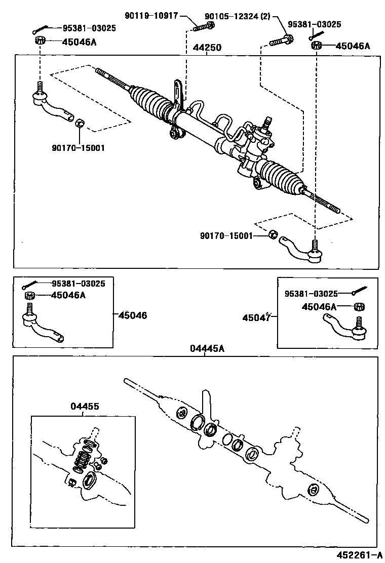 Toyota RAV4 前转向齿轮和连杆 EPC diagram — 452261A
