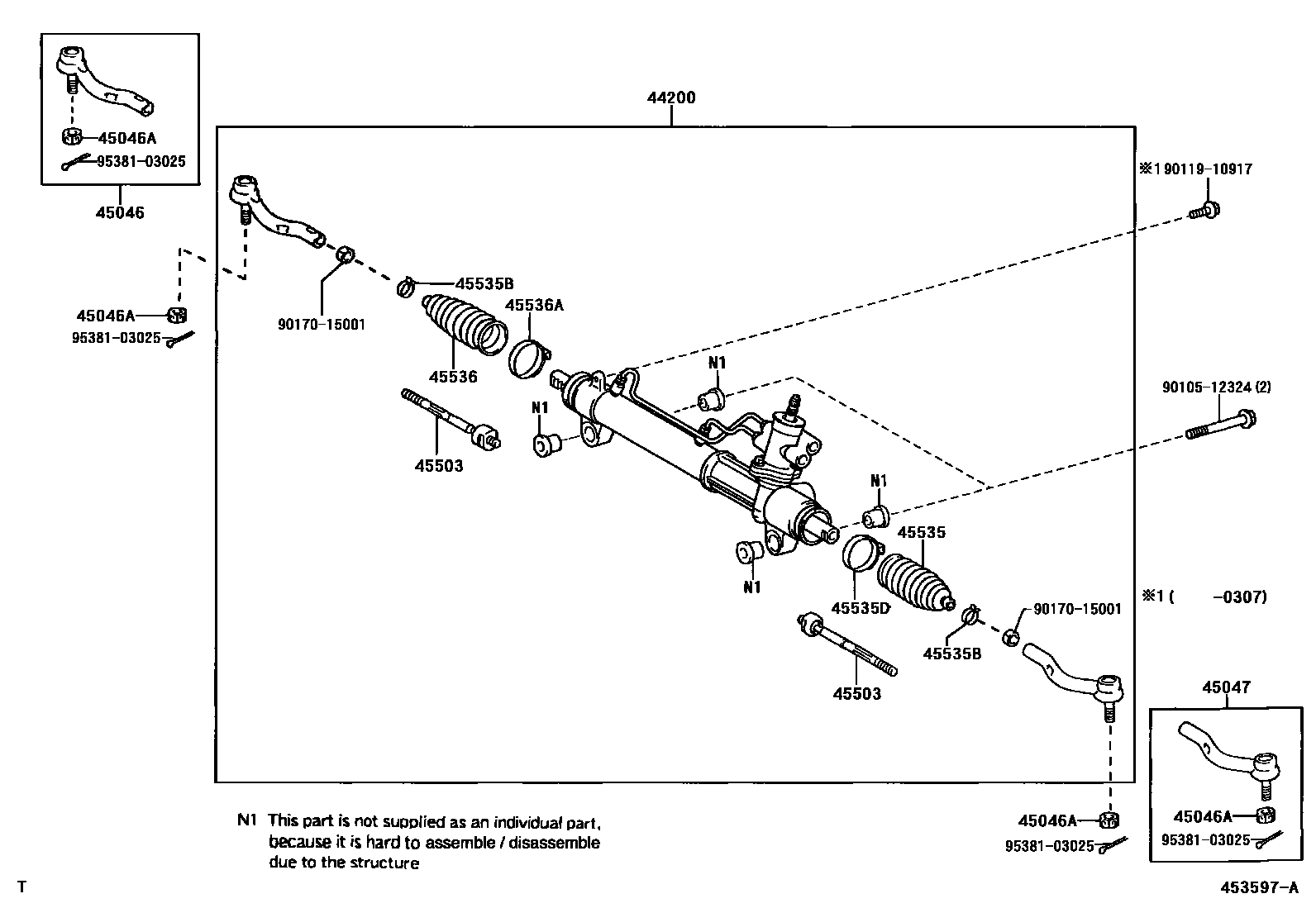 Toyota RAV4 前转向齿轮和连杆 EPC diagram — 453597A