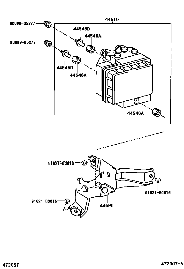 Toyota RAV4 制动配管和卡箍 EPC diagram — 472097A