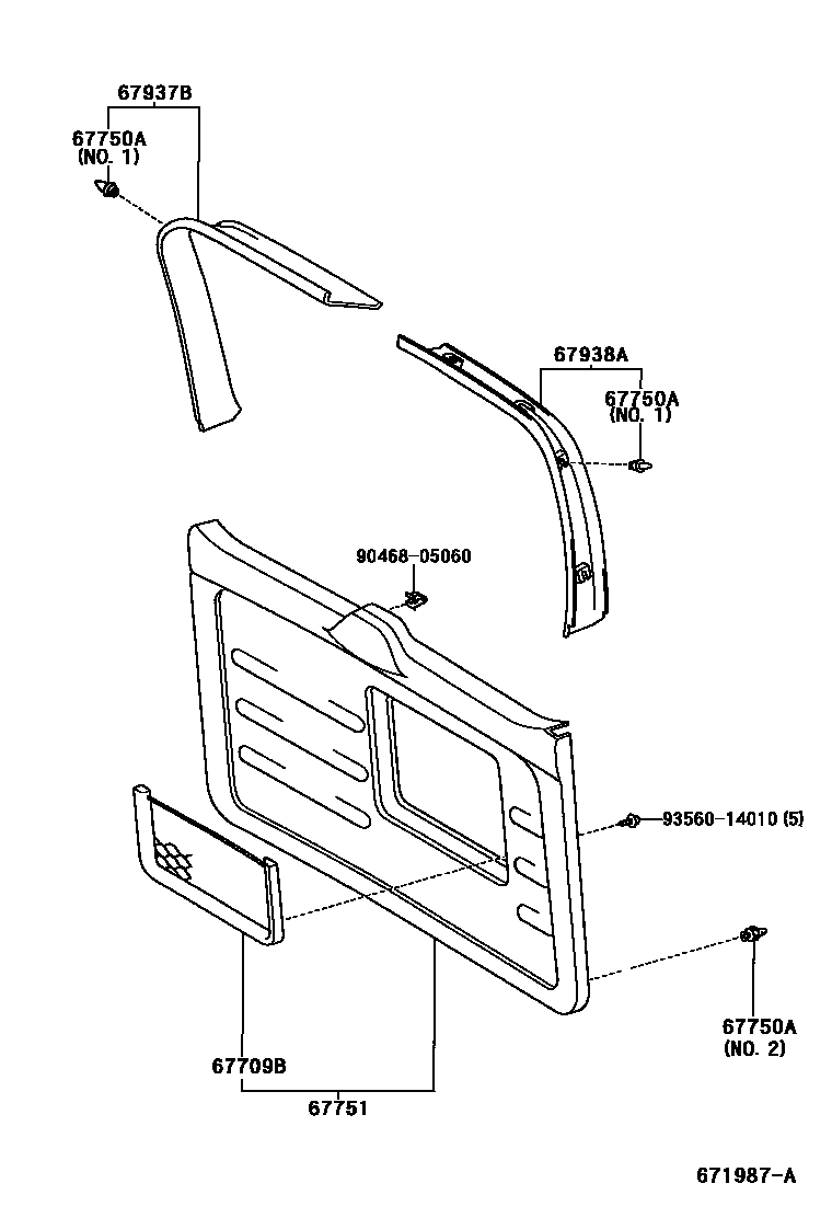 Toyota RAV4 背门板和背门玻璃 EPC diagram — 671987A
