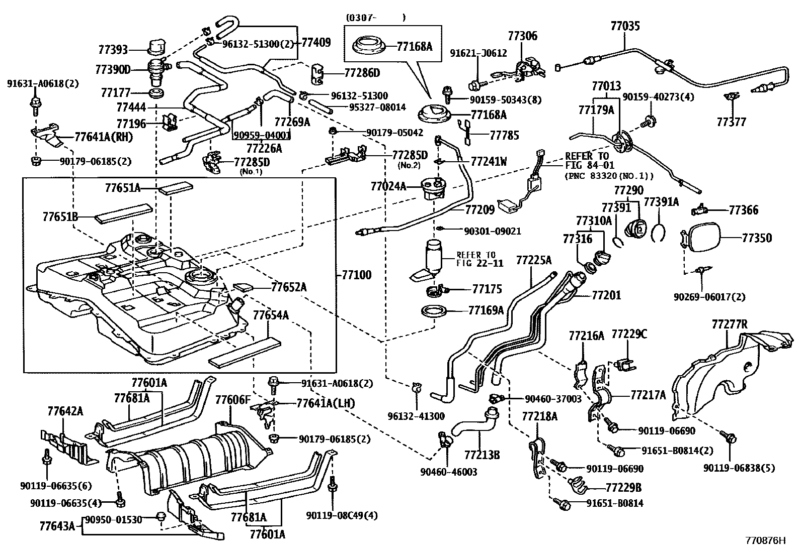 Toyota RAV4 燃油箱和燃油管 EPC diagram — 770876H