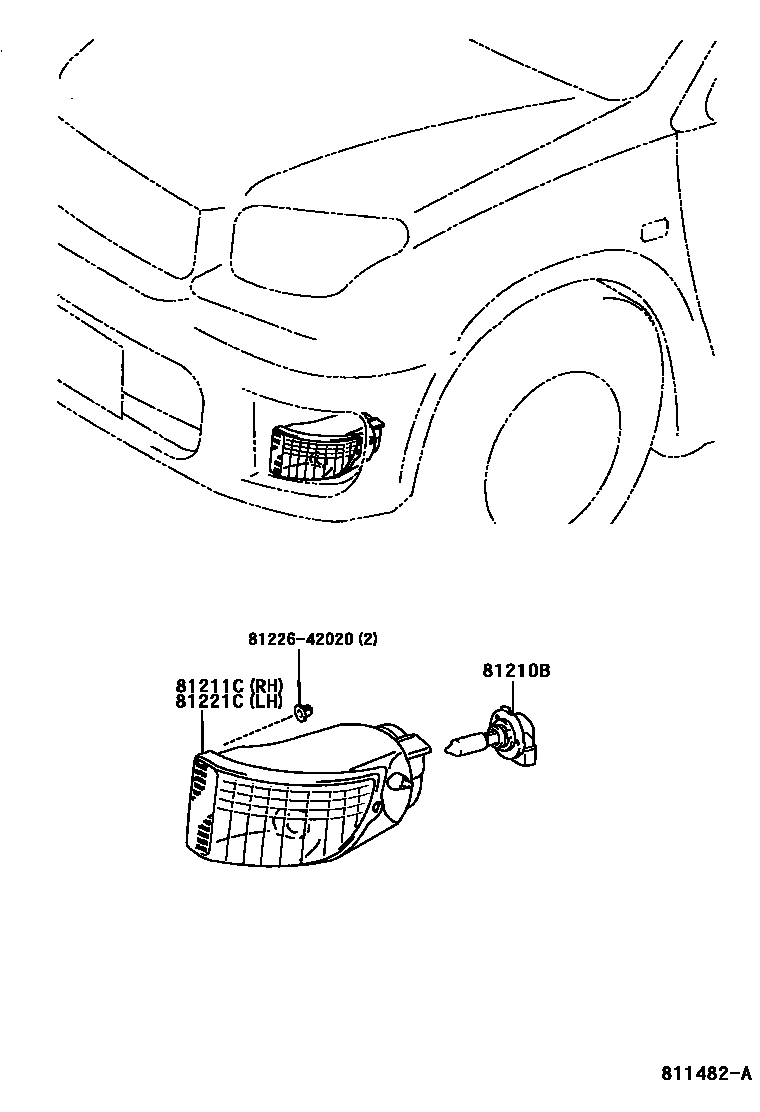 Toyota RAV4 Fog Lamp EPC diagram — 811482A