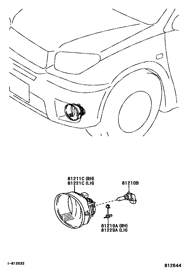 Toyota RAV4 Fog Lamp EPC diagram — 812644