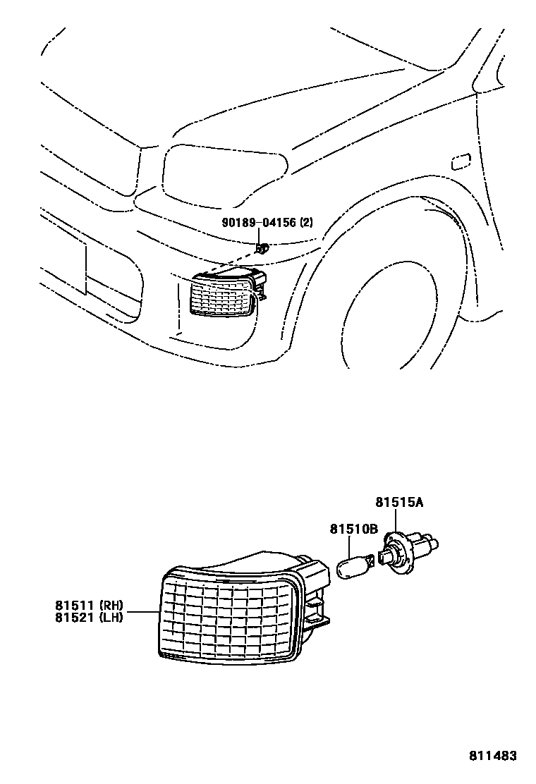 Toyota RAV4 前转向灯 EPC diagram — 811483