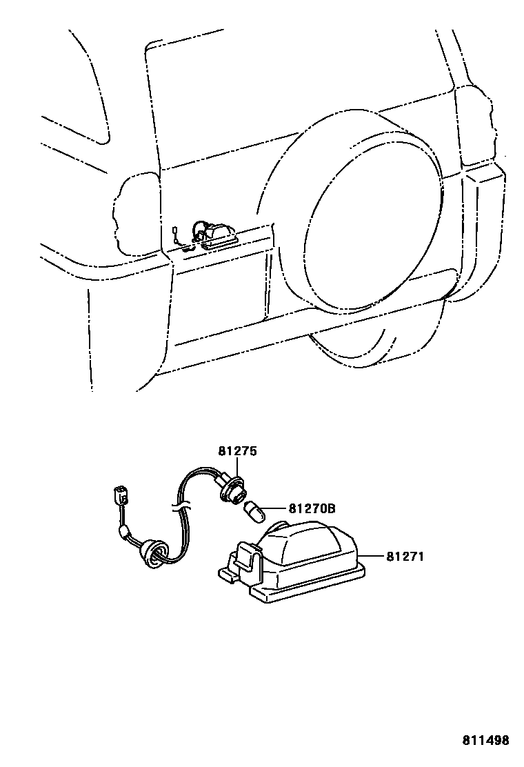 Toyota RAV4 后牌照灯 EPC diagram — 811498