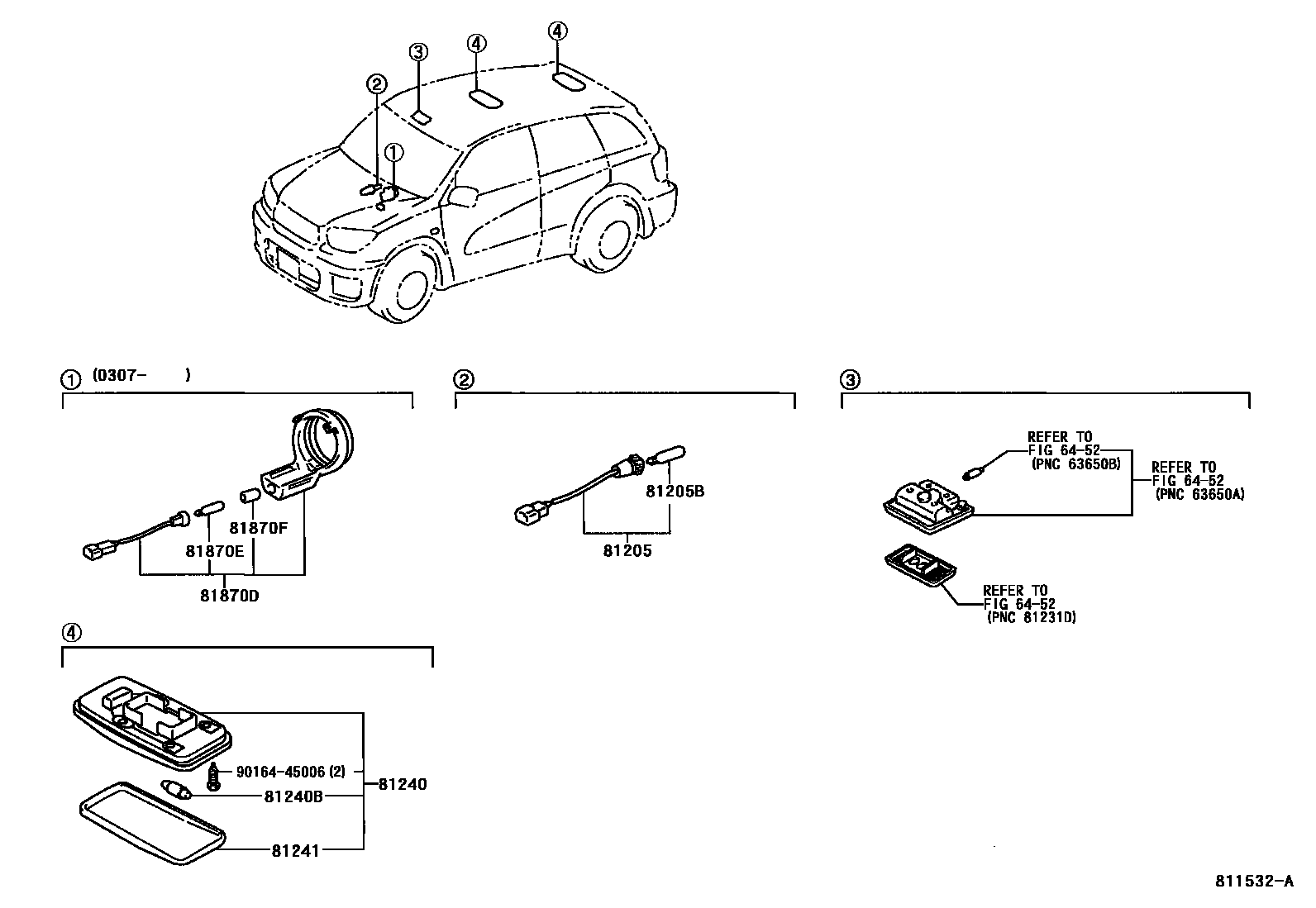 Toyota RAV4 车内灯 EPC diagram — 811532A