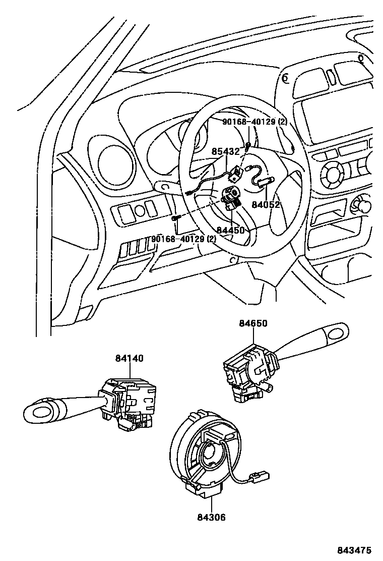 Toyota RAV4 开关和继电器和ECU EPC diagram — 843475