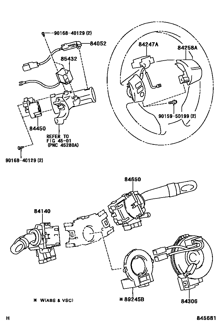 Toyota RAV4 开关和继电器和ECU EPC diagram — 845681
