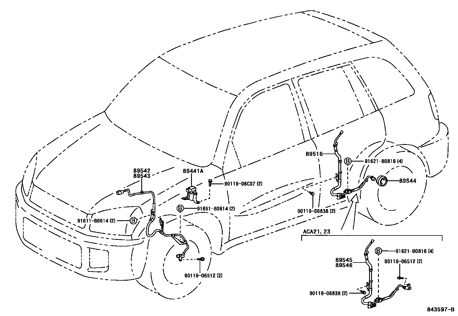 Toyota RAV4 ABS 和 VSC EPC diagram — 843597B