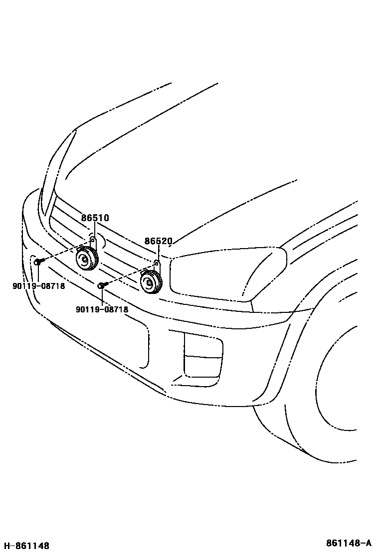 Toyota RAV4 喇叭 EPC diagram — 861148A