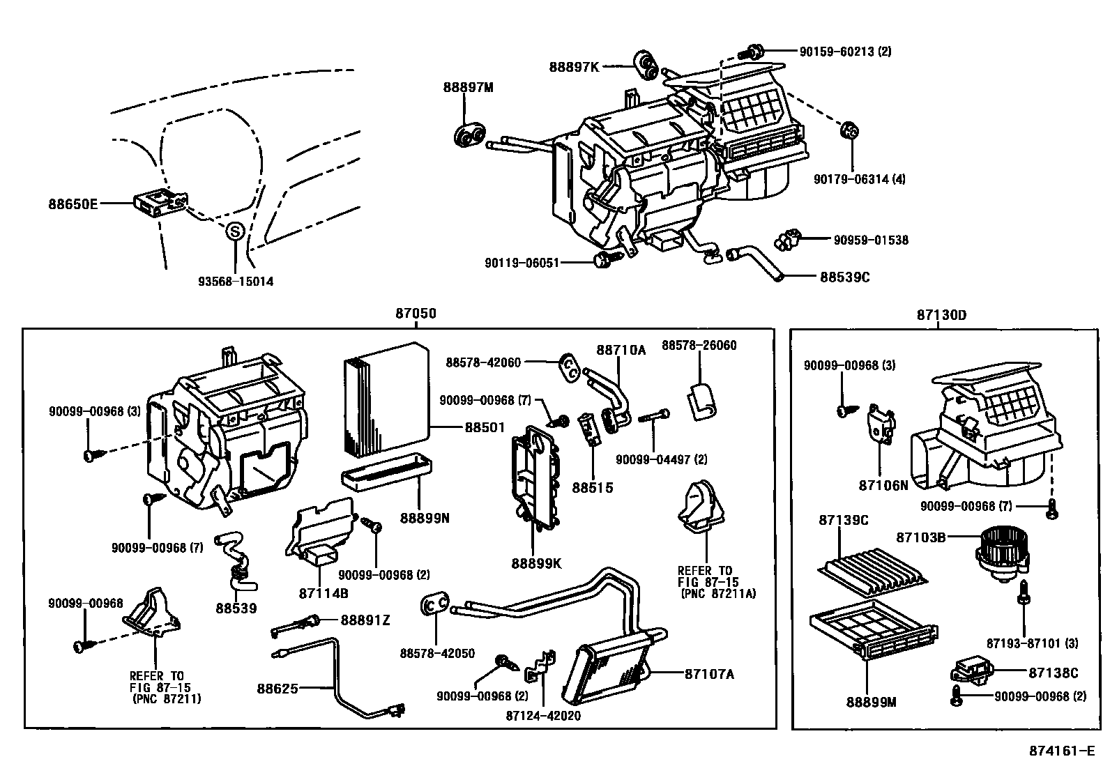 Toyota RAV4 暖风和空调系统 - 冷却器组件 EPC diagram — 874161E