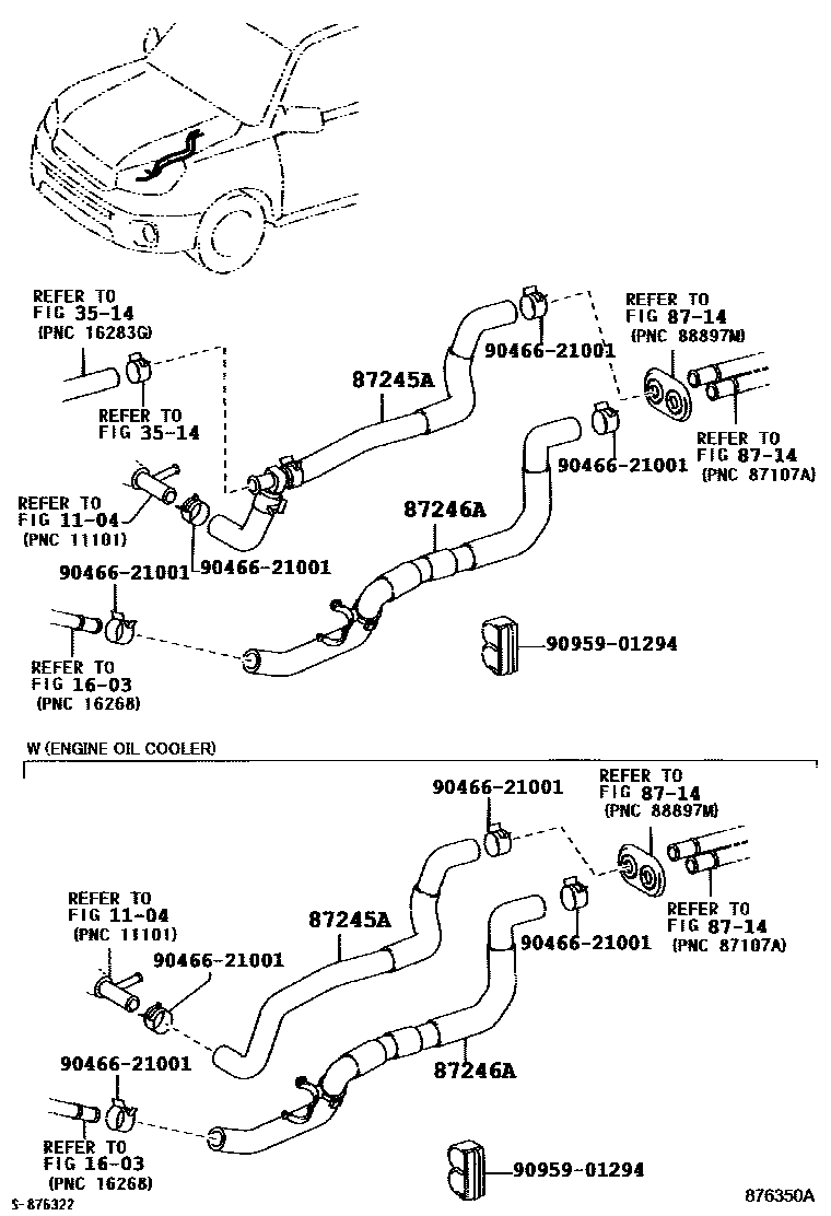 Toyota RAV4 暖风和空调系统 - 水管 EPC diagram — 876350A