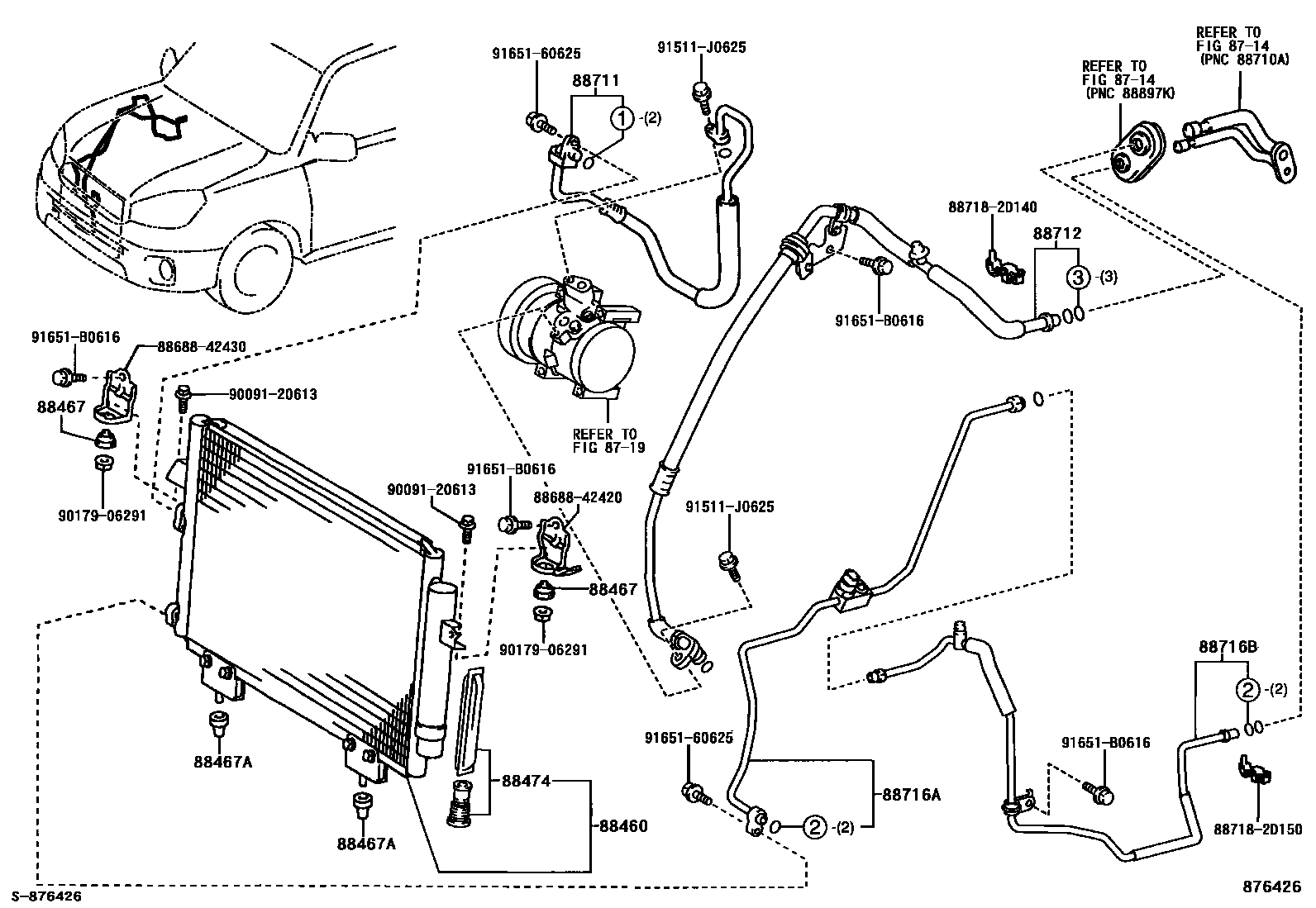Toyota RAV4 Heating & Air Conditioning - Cooler Piping EPC diagram — 876426