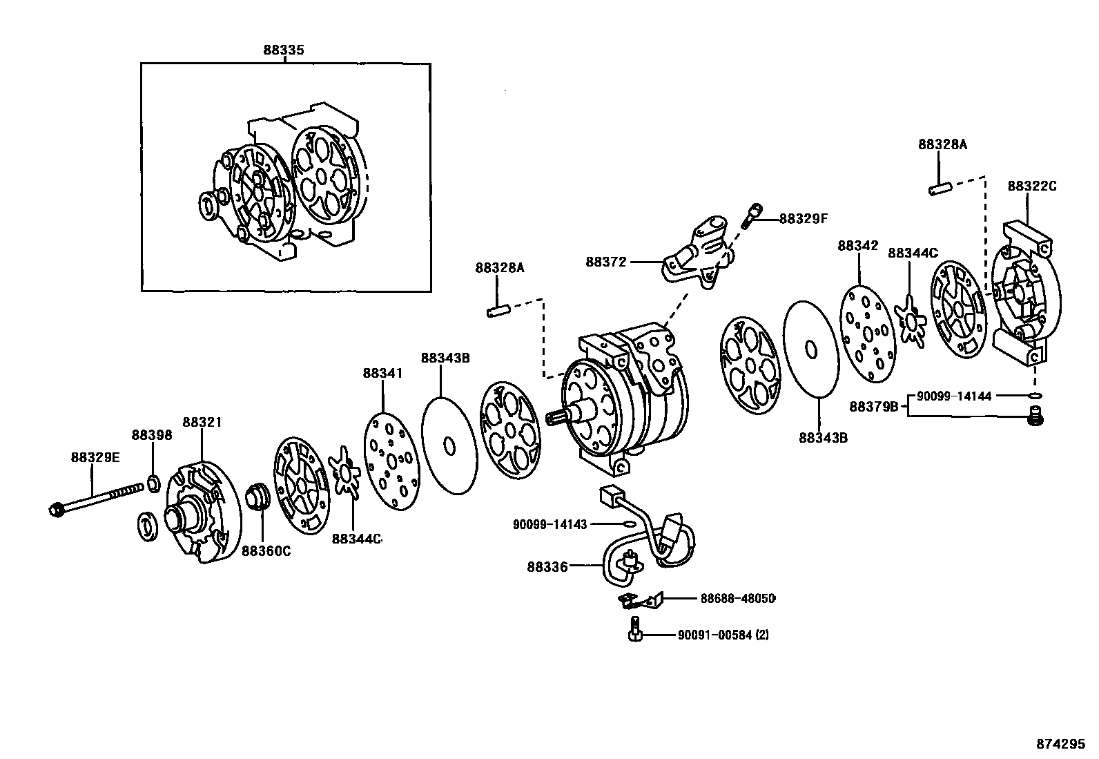 Toyota RAV4 Heating & Air Conditioning - Compressor EPC diagram — 874295