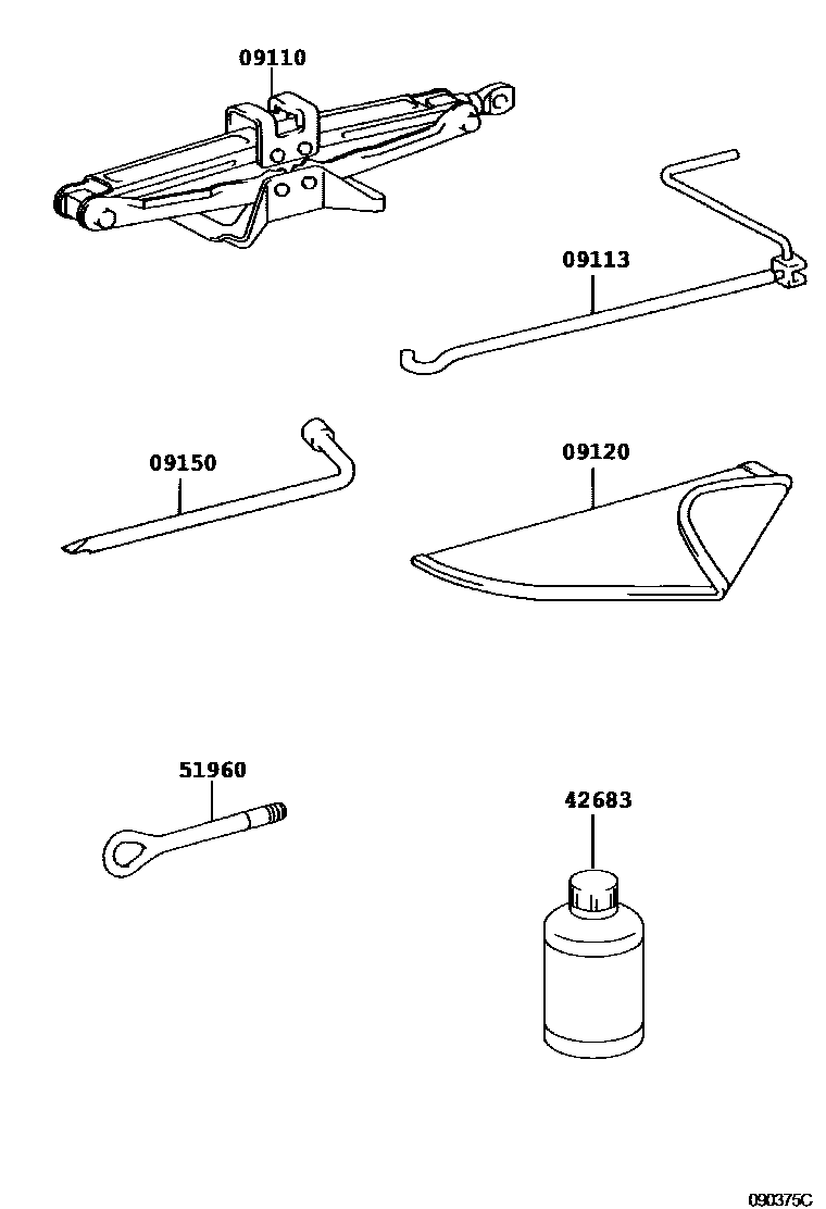 Toyota RAV4 Standard Tools EPC diagram — 090375C