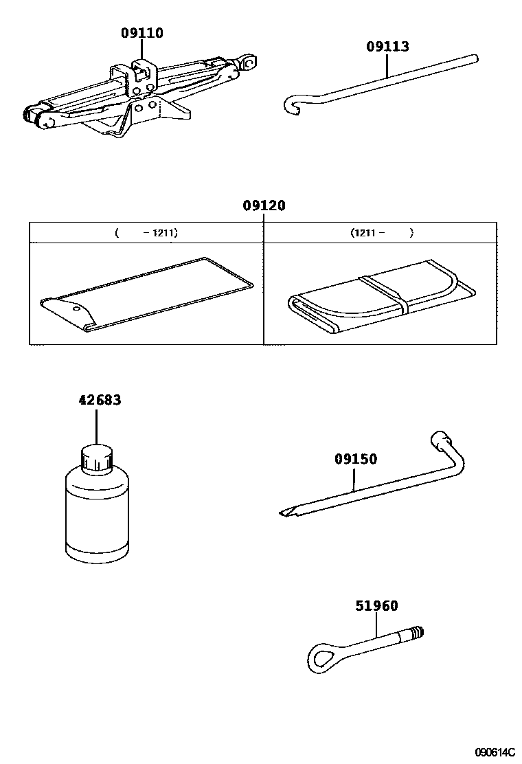 Toyota RAV4 Standard Tools EPC diagram — 090614C