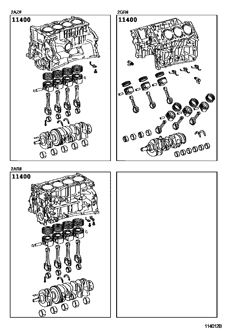 Toyota RAV4 Short Block Assembly EPC diagram — 114012B