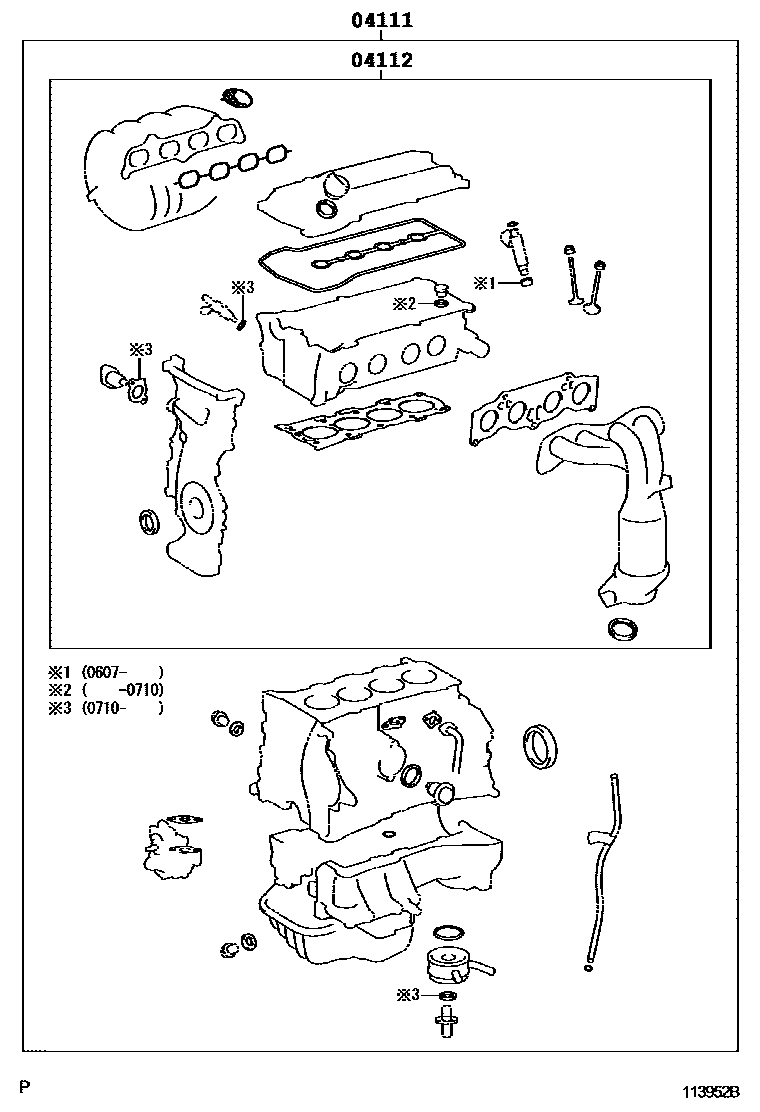 Toyota RAV4 Engine Overhaul Gasket Kit EPC diagram — 113952B