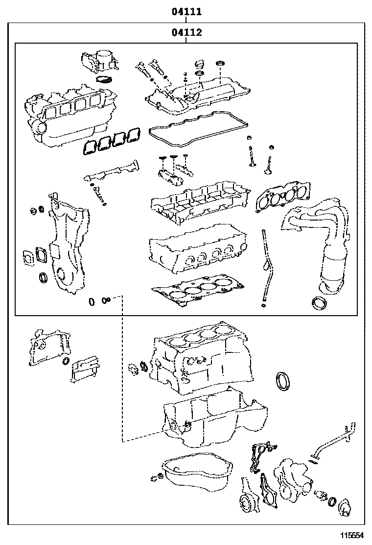 Toyota RAV4 Engine Overhaul Gasket Kit EPC diagram — 115554