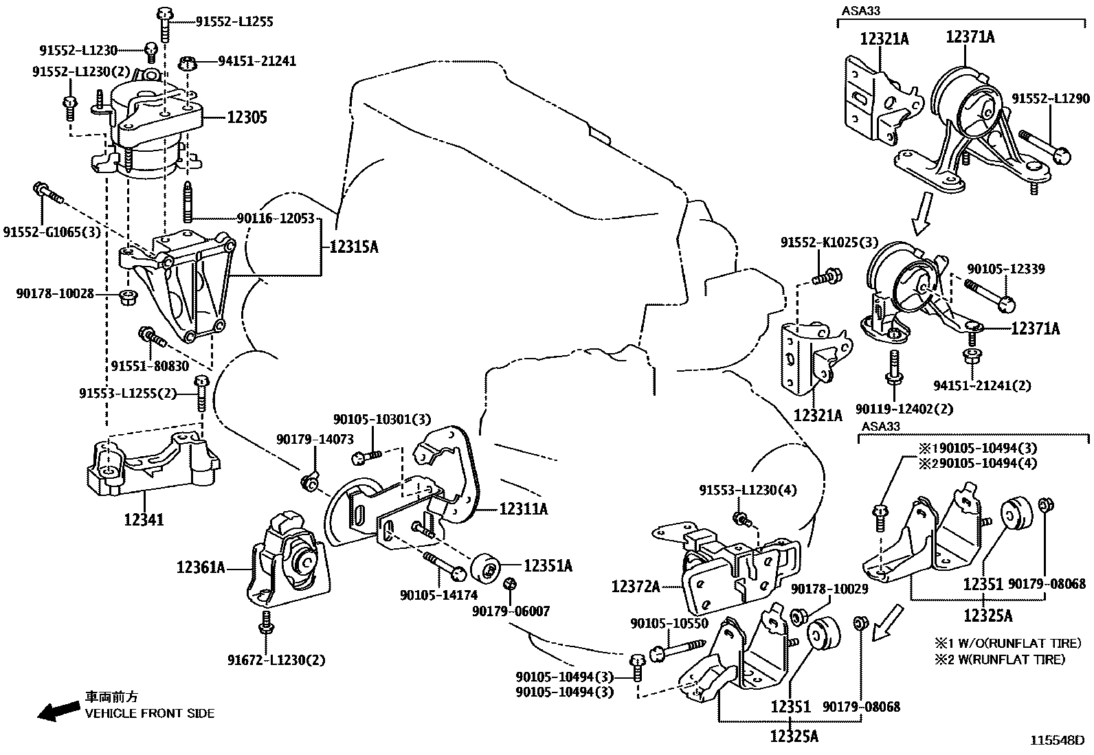 Toyota RAV4 Engine Mounting EPC diagram — 115548D