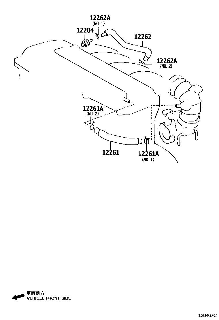 Toyota RAV4 Ventilation Hose EPC diagram — 120467C