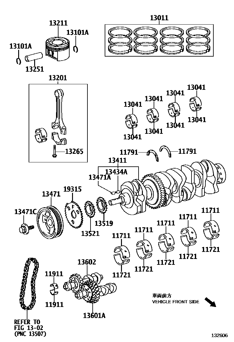 Toyota RAV4 Crankshaft & Piston EPC diagram — 132606