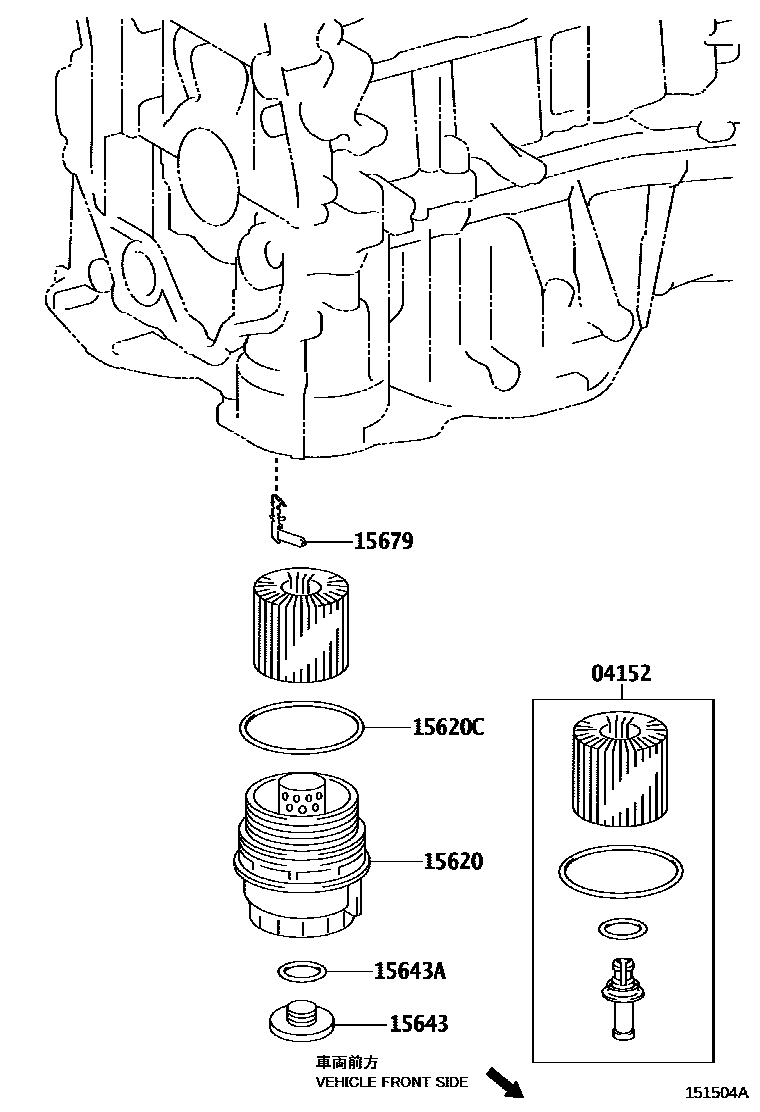 Toyota RAV4 Oil Filter EPC diagram — 151504A