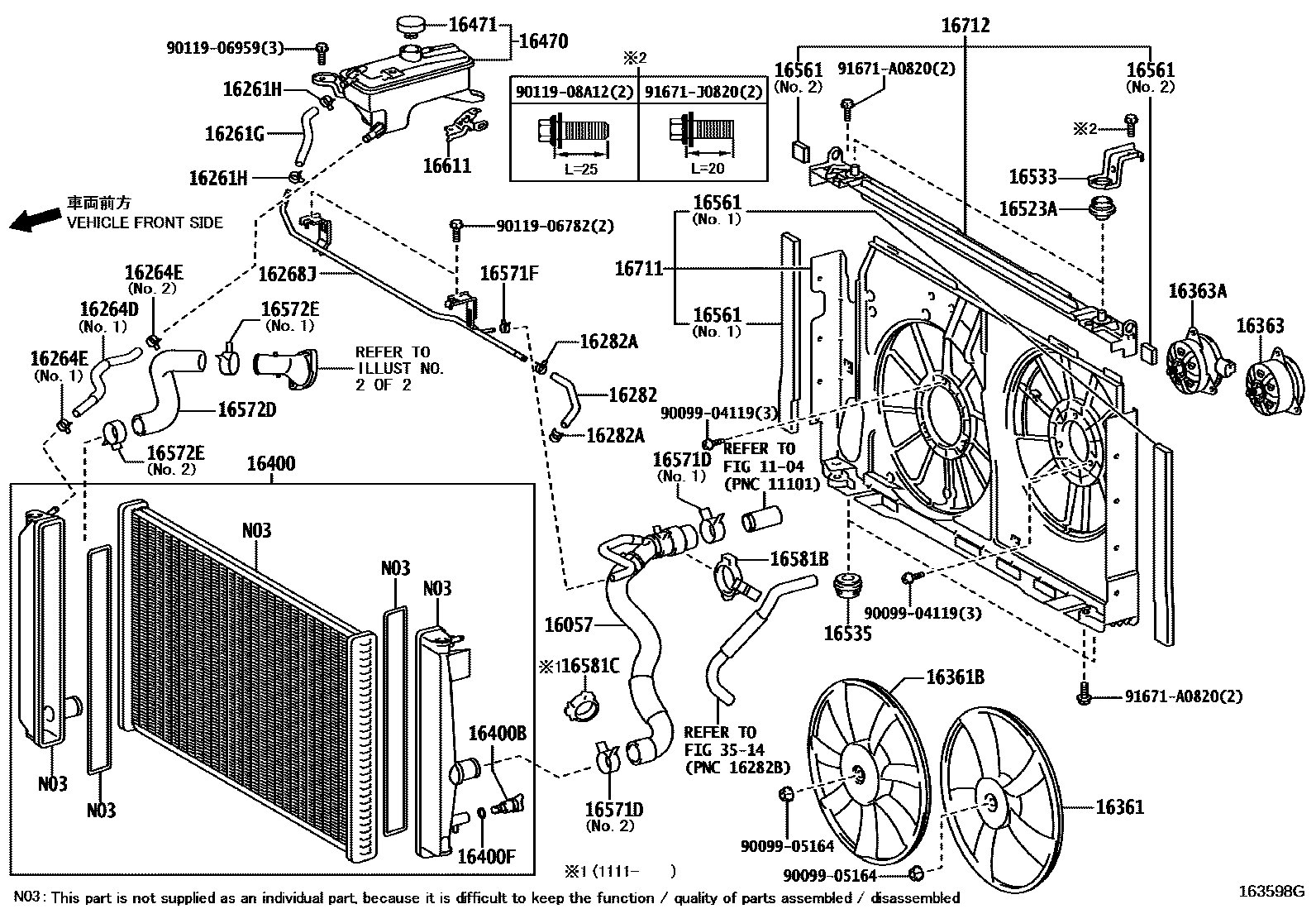 Toyota RAV4 RADIATOR & WATER OUTLET EPC diagram — 163598G